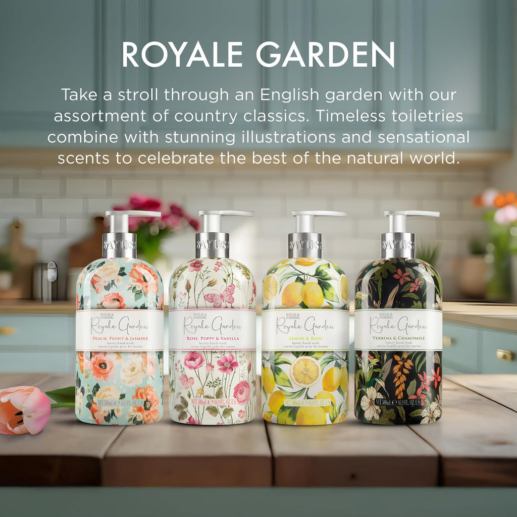 Baylis & Harding Royale Garden Luxury Hand Wash 500ml - 6 Pack Liquid Soap Refill Bulk Set - Damaged Box