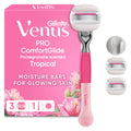 Gillette Venus ComfortGlide Tropical Razor for Women - 1 Handle & 3 Refill Blades - Smooth Shave - Damaged Box