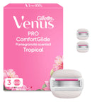 Gillette Venus ComfortGlide Tropical Razor for Women - 1 Handle & 3 Refill Blades - Smooth Shave - Damaged Box