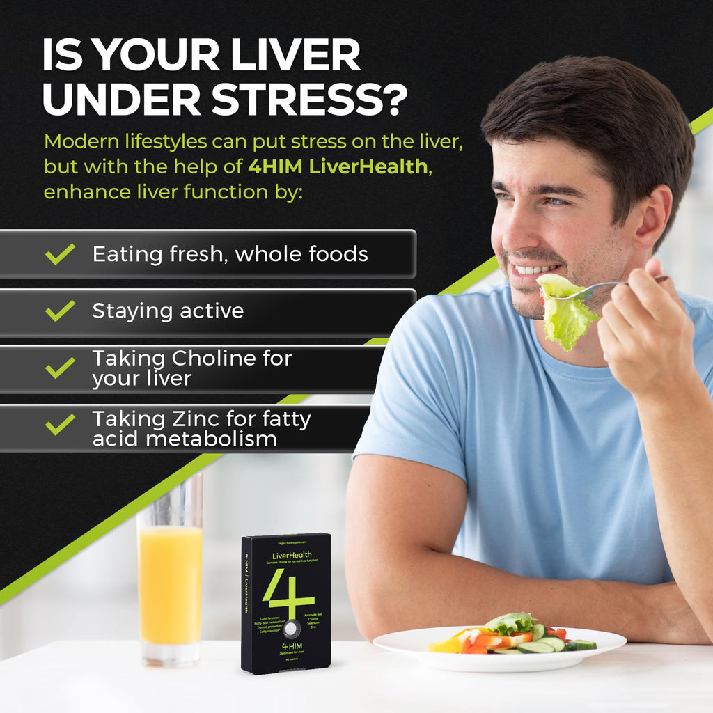 4 HIM LiverHealth Tablets - Choline 90mg, Artichoke 450mg - 10-in-1 Complex Supplement for Liver Support - Like New - BBE 09/2026