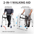 Foldable Walking Frame - Height Adjustable Aluminium Mobility Aid for Seniors - 2-in-1 Fixed & Reciprocal - Lightweight, Anti-Slip Grips - Damaged Box