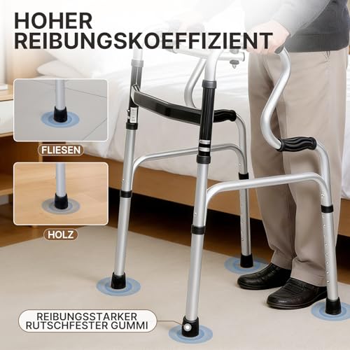 Foldable Walking Frame - Height Adjustable Aluminium Mobility Aid for Seniors - 2-in-1 Fixed & Reciprocal - Lightweight, Anti-Slip Grips - Damaged Box