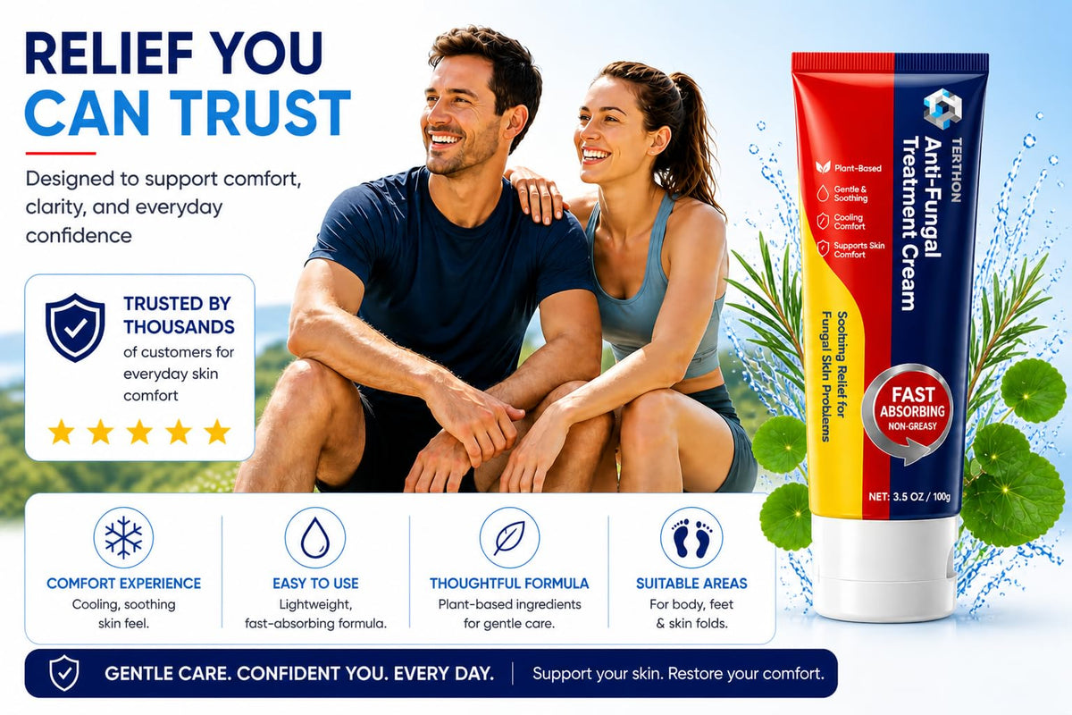 Terthon Antifungal Cream - Ringworm & Jock Itch Treatment - Fast-Acting Plant-Based Skin Care - Groin, Body, Feet - 100g - Damaged Box - BBE 05/2028