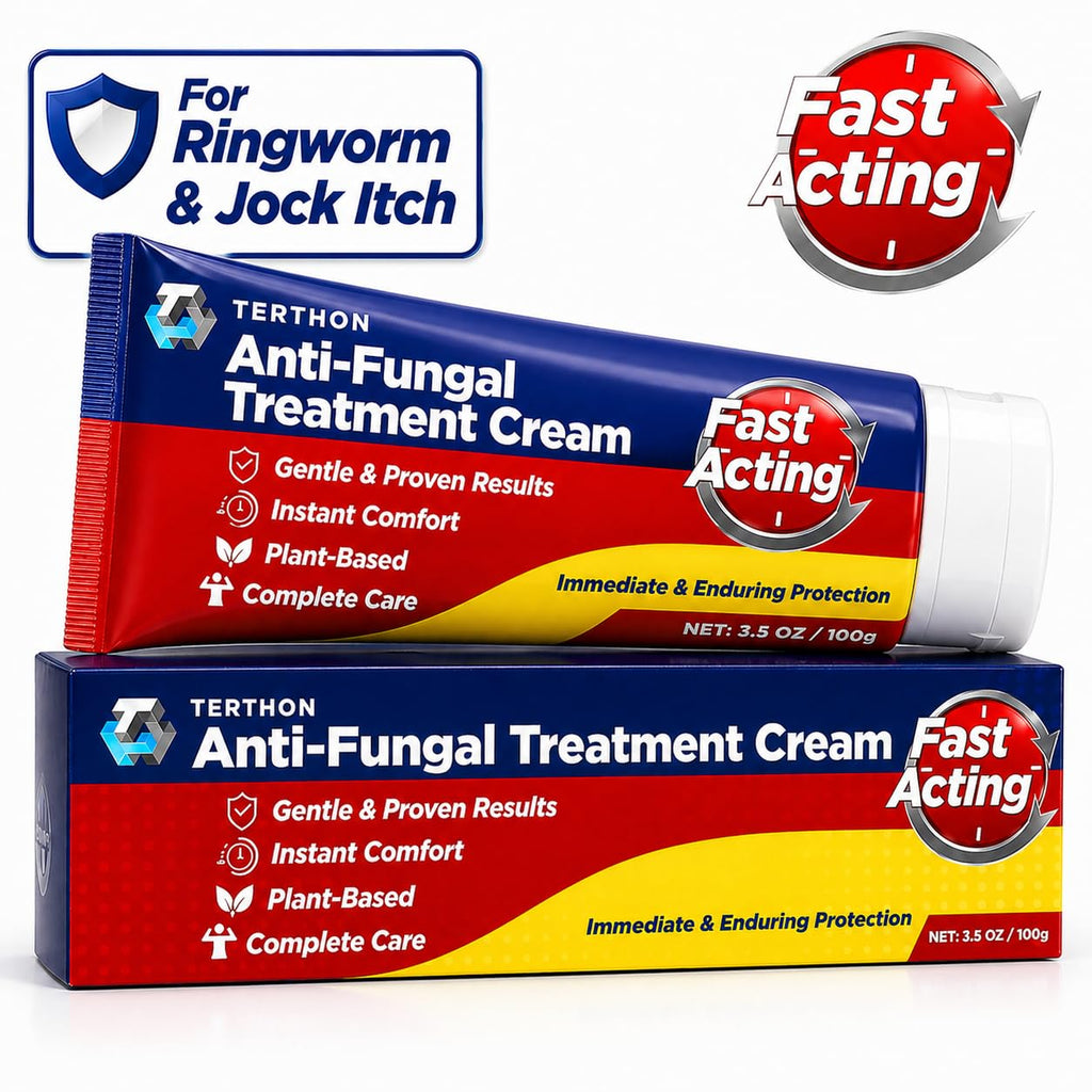 Terthon Antifungal Cream - Ringworm & Jock Itch Treatment - Fast-Acting Plant-Based Skin Care - Groin, Body, Feet - 100g - Damaged Box - BBE 05/2028