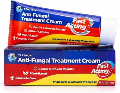 Terthon Antifungal Cream - Ringworm & Jock Itch Treatment - Fast-Acting Plant-Based Skin Care - Groin, Body, Feet - 100g - Damaged Box - BBE 05/2028
