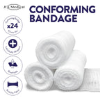 JFA Medical Conforming Bandage Gauze Roll 10cm x 4m - Box of 24 First Aid Wound Dressing - Damaged Box
