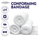 JFA Medical Conforming Bandage Gauze Roll 10cm x 4m - Box of 24 First Aid Wound Dressing - Damaged Box