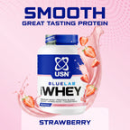 USN BlueLab 100% Whey Protein Powder - Strawberry Flavour - 908g - 26 Servings - Muscle Growth & Recovery - New - BBE 05/2028