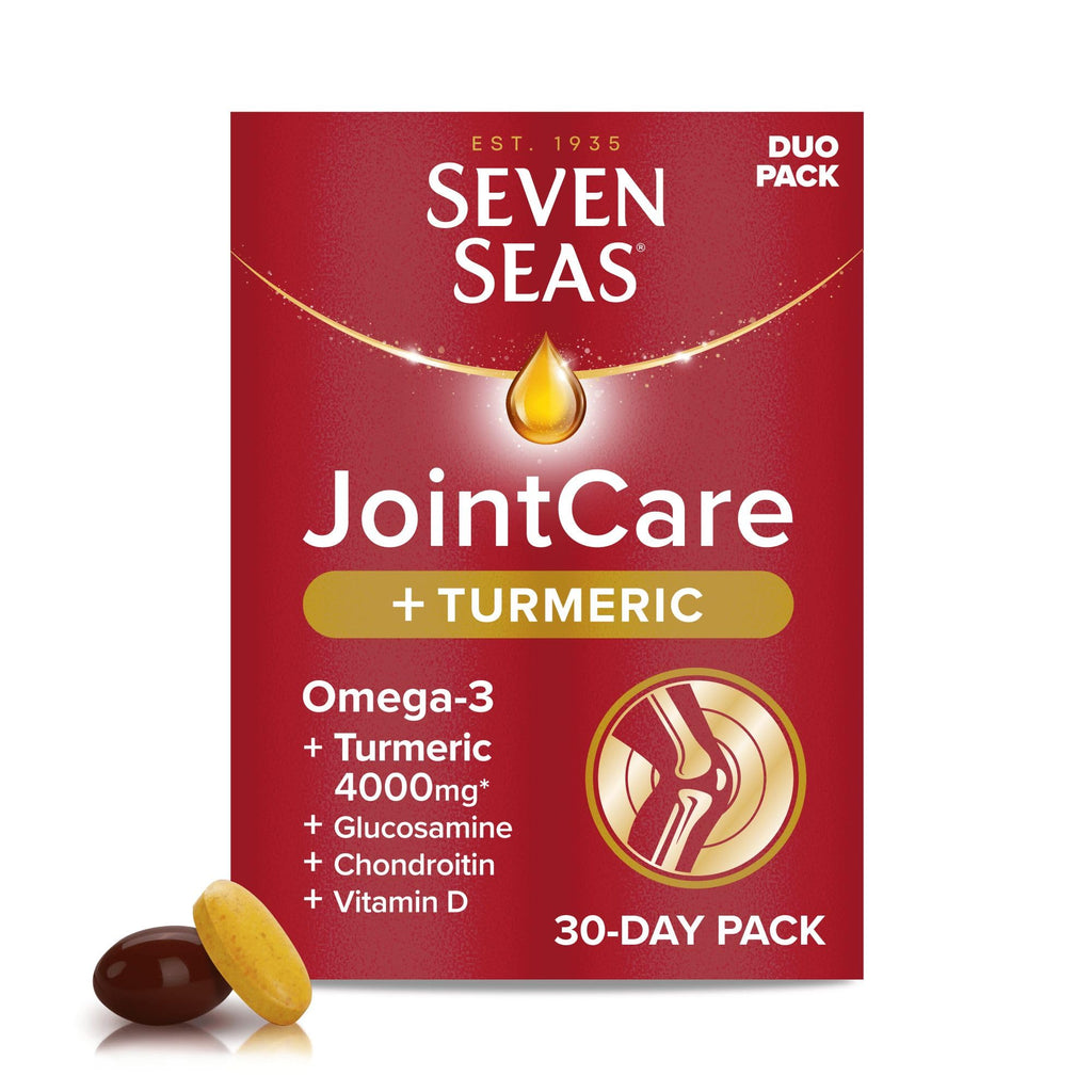 Seven Seas JointCare Plus Turmeric - Omega-3, Glucosamine, Chondroitin, Vitamin C D, Manganese Zinc - 30 Day Pack - Damaged Box - BBE 08/2027