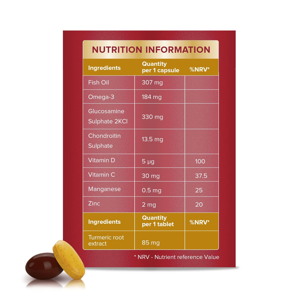 Seven Seas JointCare Plus Turmeric - Omega-3, Glucosamine, Chondroitin, Vitamin C D, Manganese Zinc - 30 Day Pack - Damaged Box - BBE 08/2027