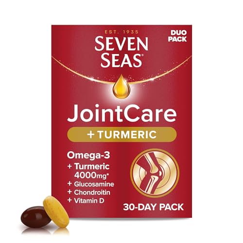 Seven Seas JointCare Plus Turmeric - Omega-3, Glucosamine, Chondroitin, Vitamin C D, Manganese Zinc - 30 Day Pack - Damaged Box - BBE 08/2027
