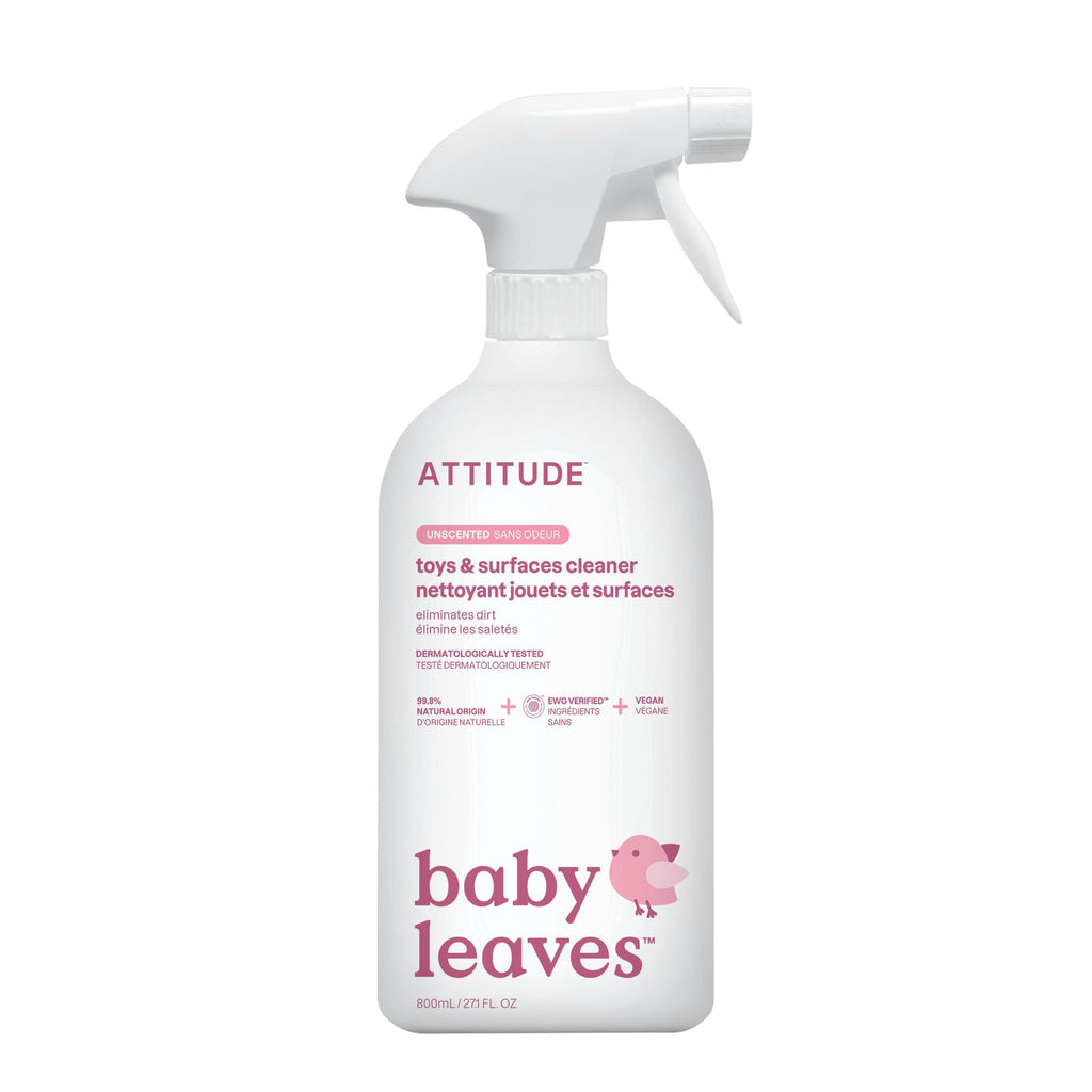 ATTITUDE Toy and Surface Cleaner - Unscented Baby Household Products - 800 mL Pack of 3 - EWG Verified Vegan Plant-Based - Damaged Box