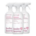 ATTITUDE Toy and Surface Cleaner - Unscented Baby Household Products - 800 mL Pack of 3 - EWG Verified Vegan Plant-Based - Damaged Box