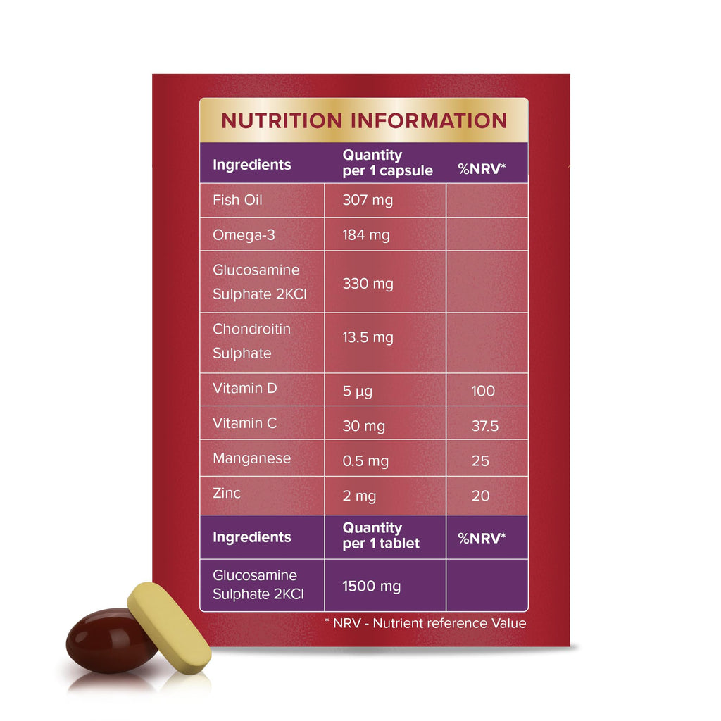 Seven Seas JointCare MAX Glucosamine Omega-3 Chondroitin Vitamins C D Manganese Zinc 30-Day Pack Supplement - New - BBE 08/2027