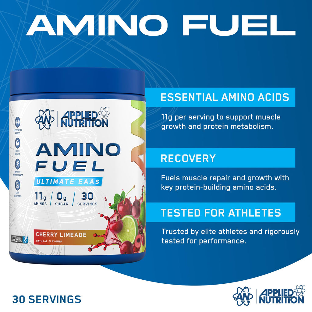 Applied Nutrition Amino Fuel - EAA Essential Amino Acids Powder, Muscle Recovery Supplement 390g Candy Ice Blast - New - BBE 01/2028