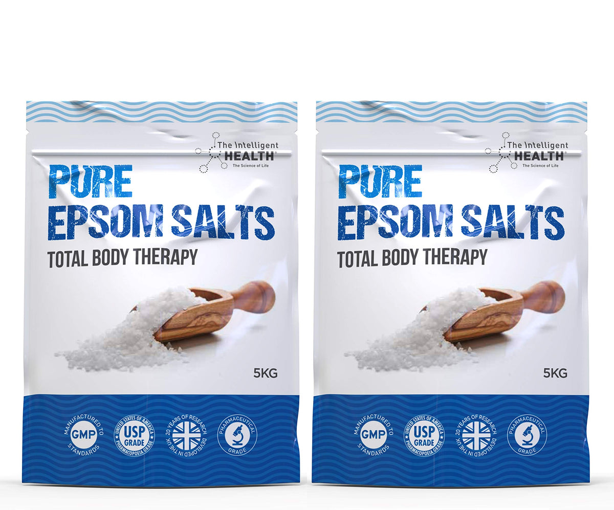 Pure Epsom Salts Magnesium Sulphate Bath Salt - 5 kg Pack of 2 - Soaking Flakes Muscle Relaxant Recovery - Damaged Box