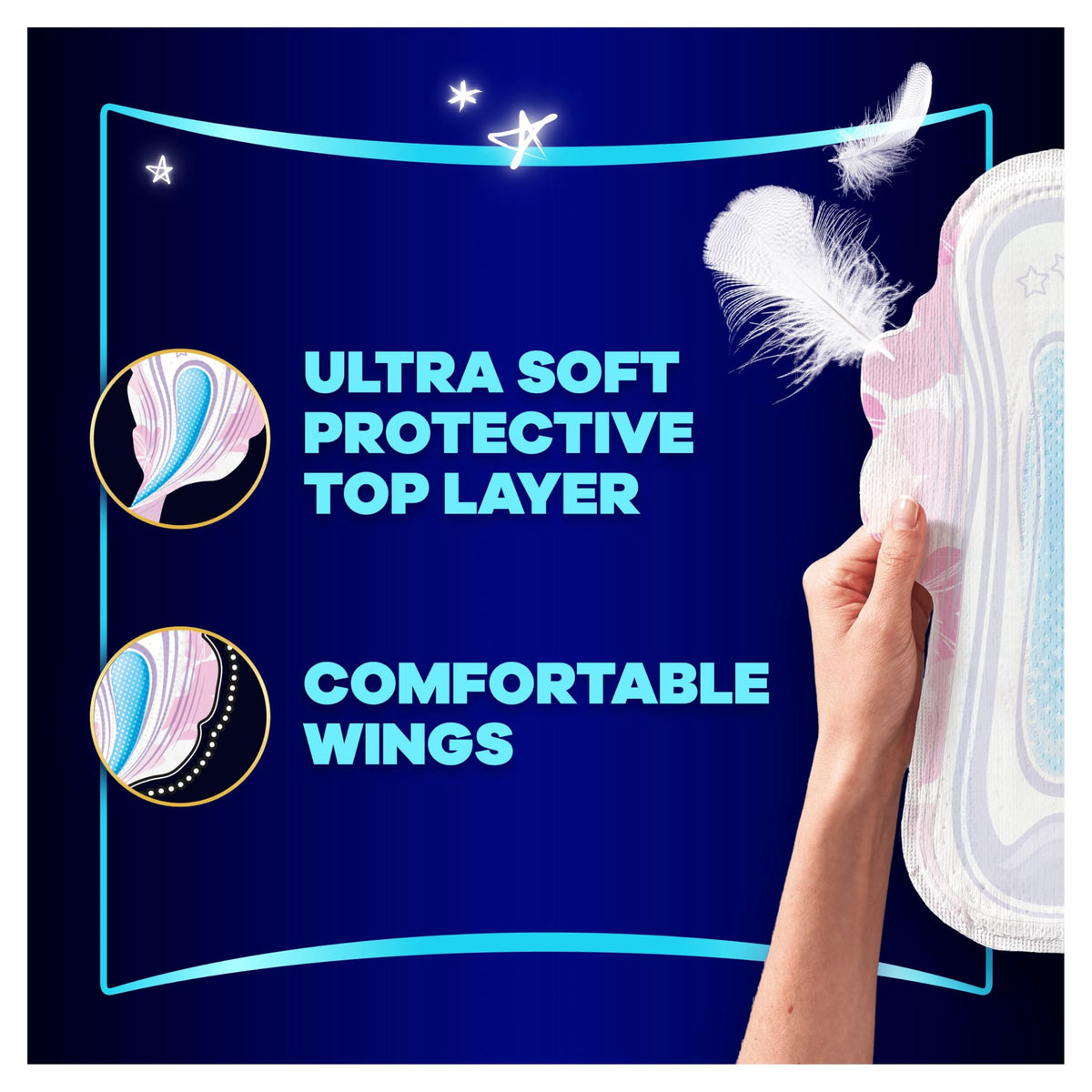 Always Platinum Sanitary Pads Size 4 Secure Night with Wings - 12 Pack - New