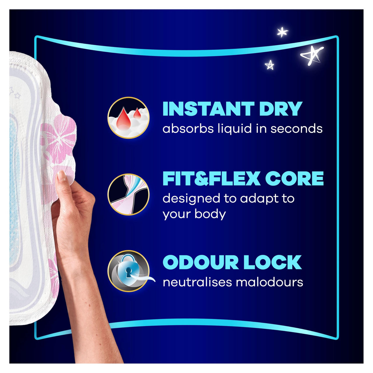 Always Platinum Sanitary Pads Size 4 Secure Night with Wings - 12 Pack - New