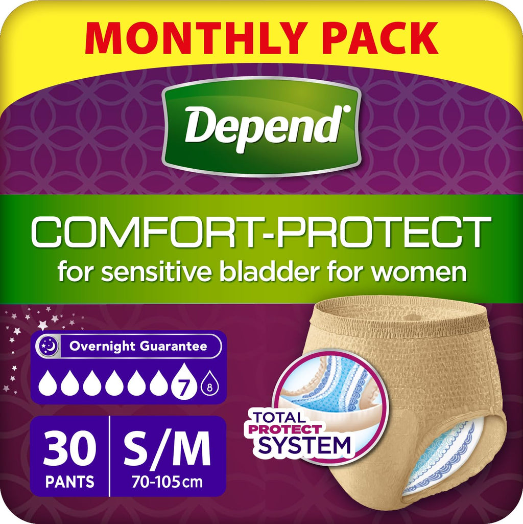 Depend Comfort Protect Incontinence Pants for Women - Small/Medium - 30 Pack Absorbent Disposable Underwear - New