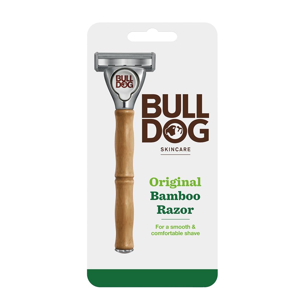 BULLDOG SKINCARE Original Bamboo Razor - Smooth Glide Handle + 2 Blade Refills - Men's Shaving Kit - Damaged Box
