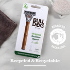 BULLDOG SKINCARE Original Bamboo Razor - Smooth Glide Handle + 2 Blade Refills - Men's Shaving Kit - Damaged Box