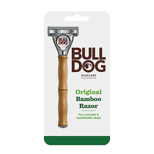 BULLDOG SKINCARE Original Bamboo Razor - Smooth Glide Handle + 2 Blade Refills - Men's Shaving Kit - Damaged Box