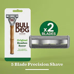 BULLDOG SKINCARE Original Bamboo Razor - Smooth Glide Handle + 2 Blade Refills - Men's Shaving Kit - Damaged Box