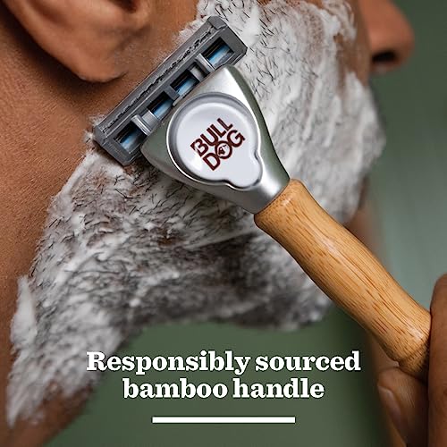 BULLDOG SKINCARE Original Bamboo Razor - Smooth Glide Handle + 2 Blade Refills - Men's Shaving Kit - Damaged Box