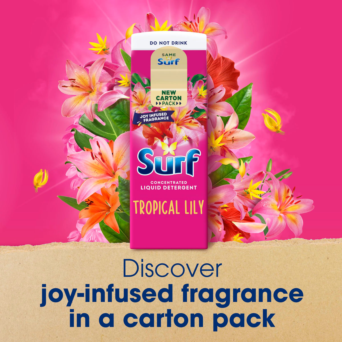 Surf Tropical Lily Laundry Washing Liquid Detergent 24 Washes 648ml - Joy-Infused Fragrance Essential Oils Clean Results - New