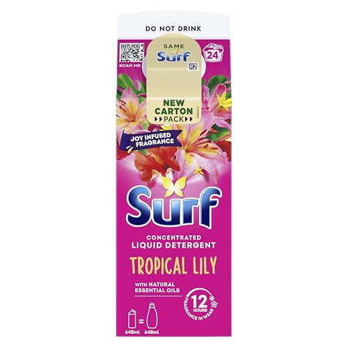 Surf Tropical Lily Laundry Washing Liquid Detergent 24 Washes 648ml - Joy-Infused Fragrance Essential Oils Clean Results - New