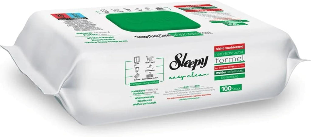 Sleepy Easy Clean Antibacterial Cleaning Towels - Vegan Wipes Cloths - White Soap Fragrance - 100 Pack - New