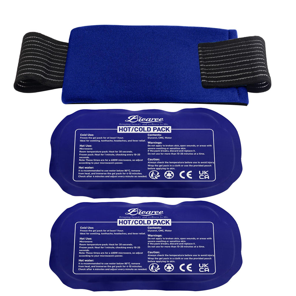 BICAREE Reusable Gel Ice Packs - Cold Compress for Injuries, Muscle Pain, Sports Recovery - 3-Piece Set - Damaged Box