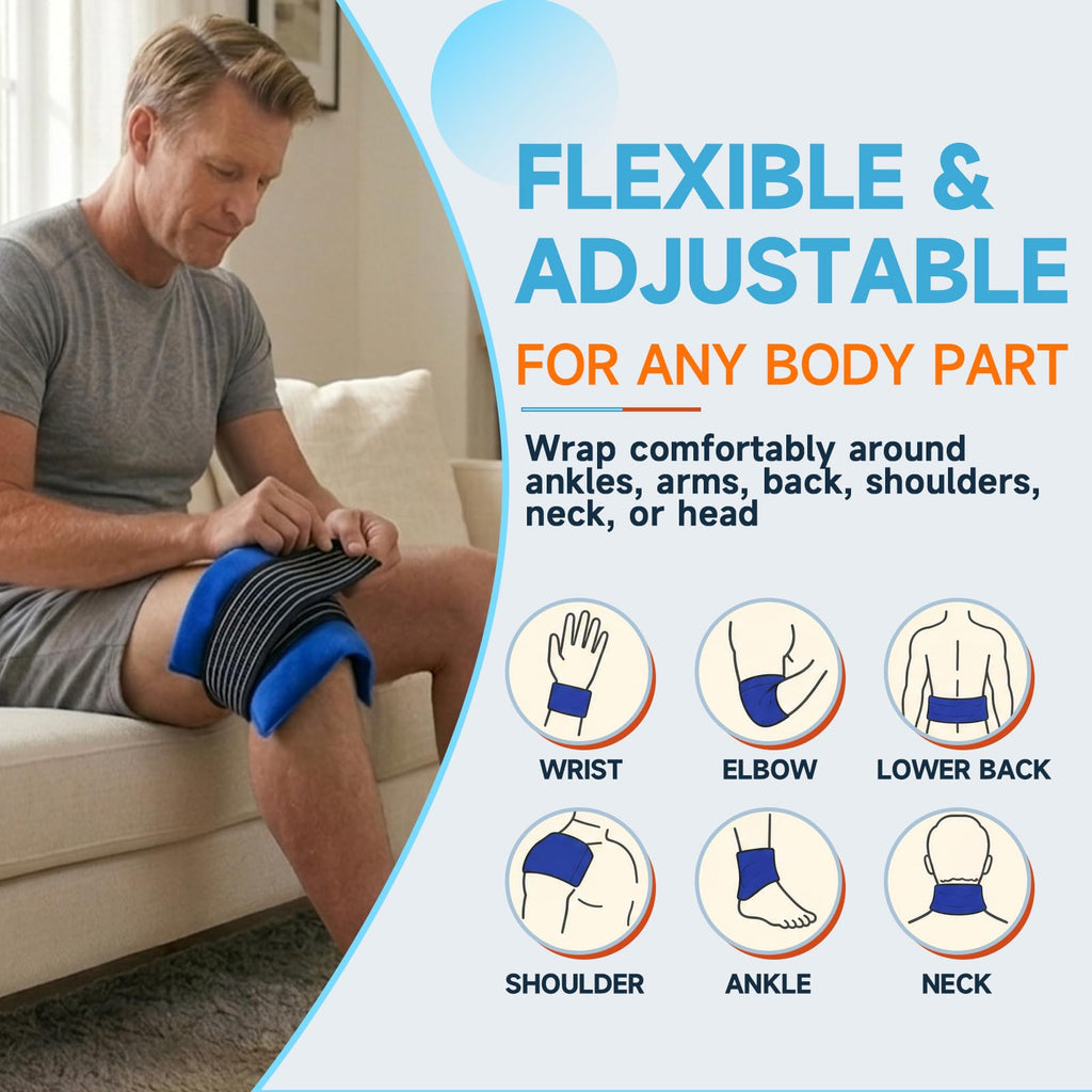 BICAREE Reusable Gel Ice Packs - Cold Compress for Injuries, Muscle Pain, Sports Recovery - 3-Piece Set - Damaged Box