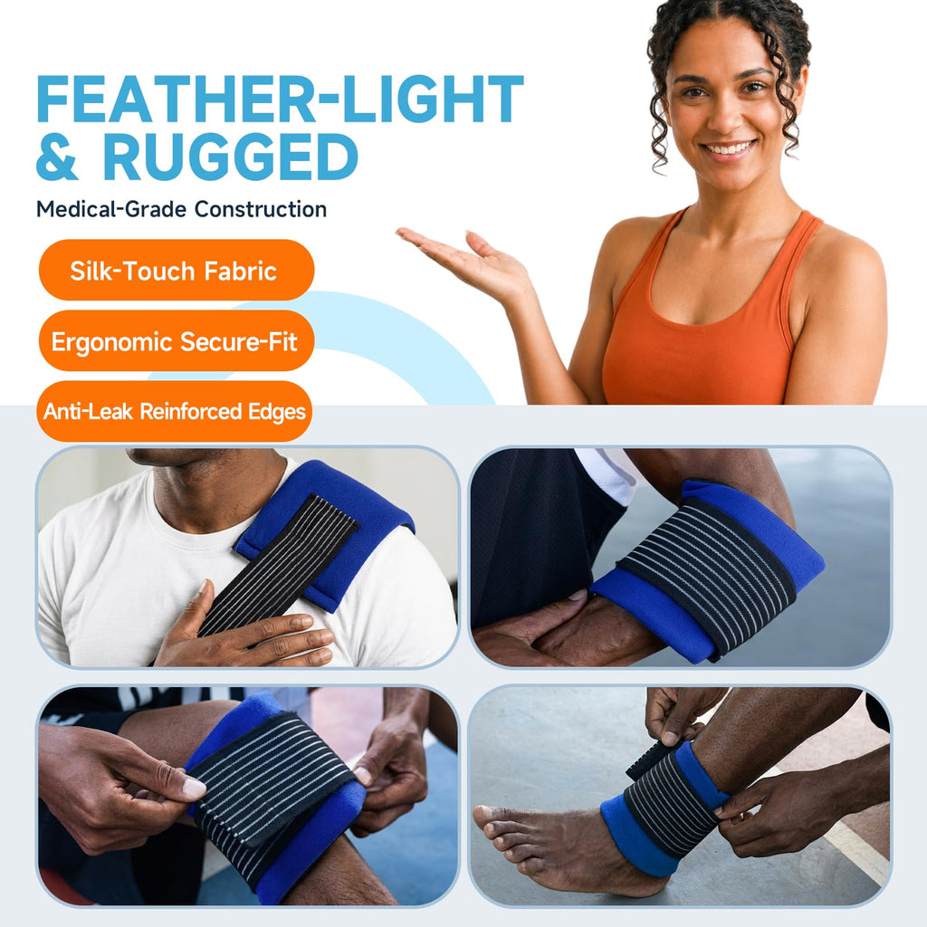BICAREE Reusable Gel Ice Packs - Cold Compress for Injuries, Muscle Pain, Sports Recovery - 3-Piece Set - Damaged Box