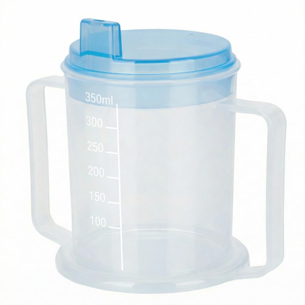 Life Healthcare Adult Drinking Cup with Lid & Spout - 300ml - Elderly Aid - Spill Proof Beaker Mug - Damaged Box