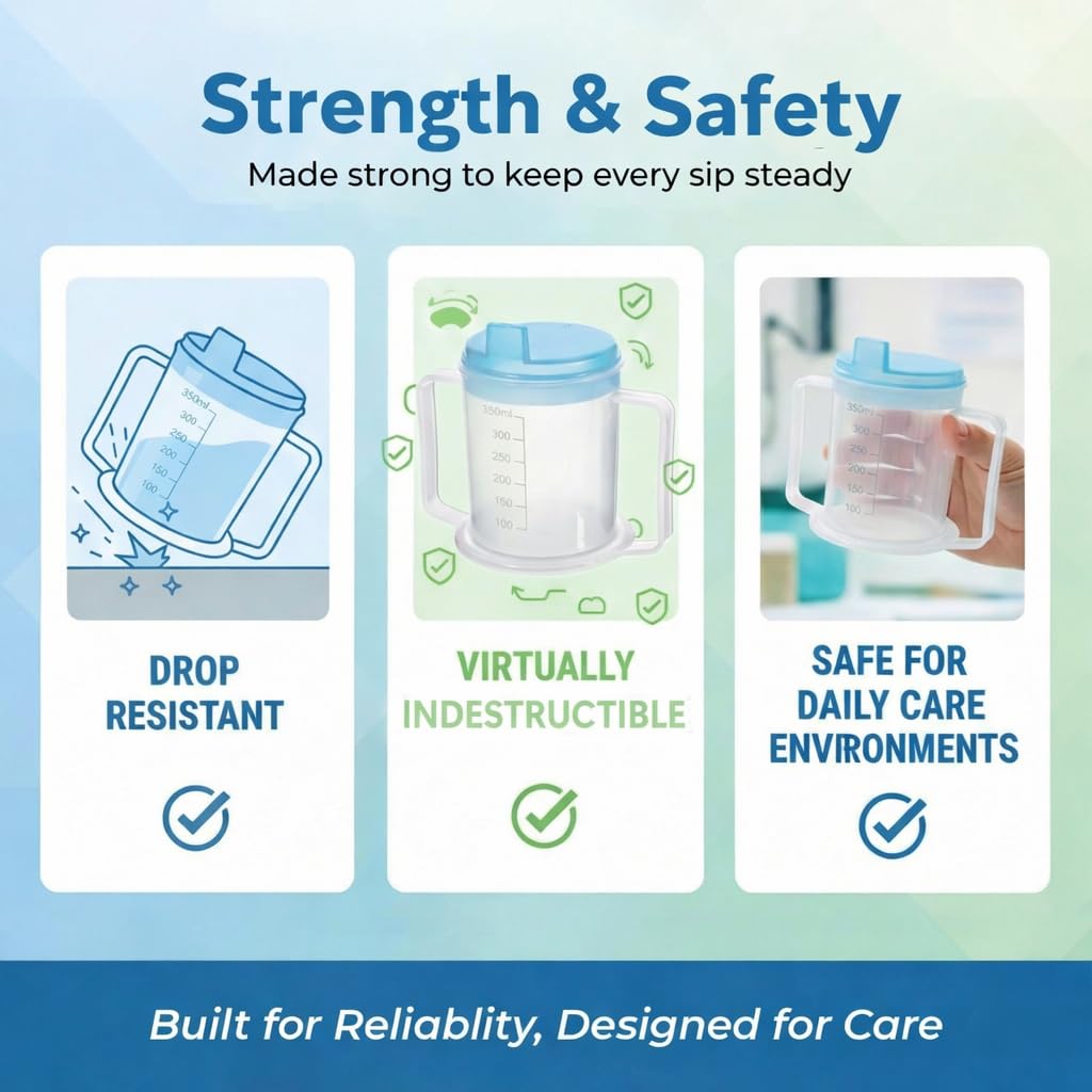 Life Healthcare Adult Drinking Cup with Lid & Spout - 300ml - Elderly Aid - Spill Proof Beaker Mug - Damaged Box