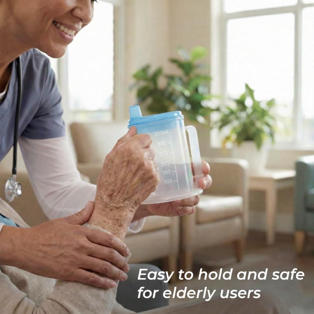 Life Healthcare Adult Drinking Cup with Lid & Spout - 300ml - Elderly Aid - Spill Proof Beaker Mug - Damaged Box