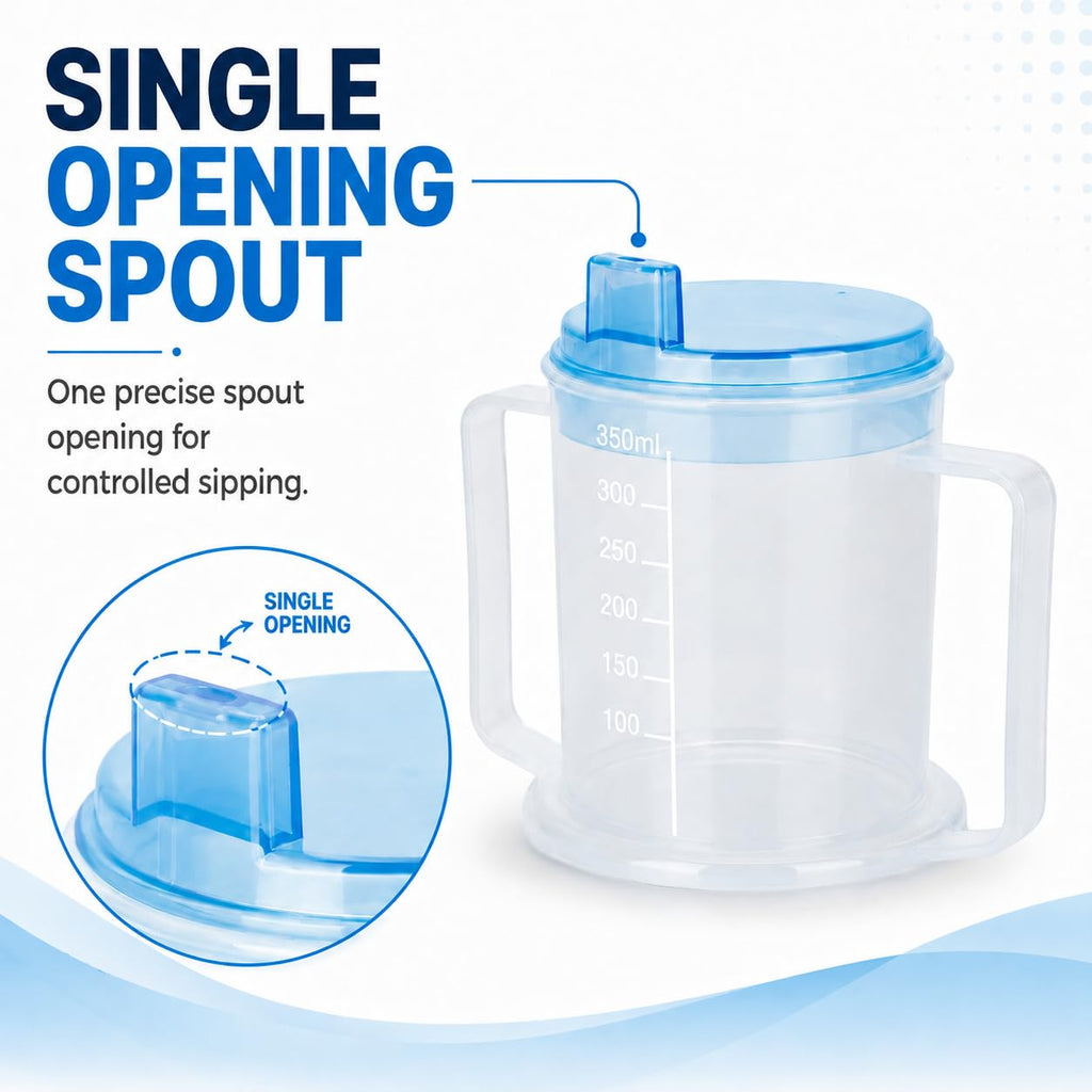 Life Healthcare Adult Drinking Cup with Lid & Spout - 300ml - Elderly Aid - Spill Proof Beaker Mug - Damaged Box