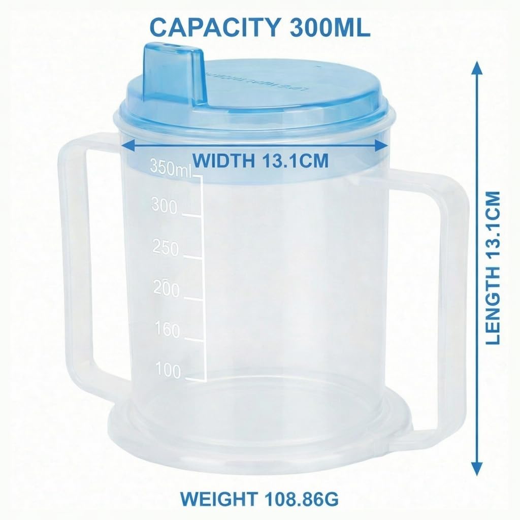 Life Healthcare Adult Drinking Cup with Lid & Spout - 300ml - Elderly Aid - Spill Proof Beaker Mug - Damaged Box