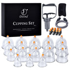 Ditind Cupping Therapy Set - 18 Pcs Vacuum Suction Cups - Acupoint Cellulite Muscle Pain Relief - Portable Case Pump - Damaged Box