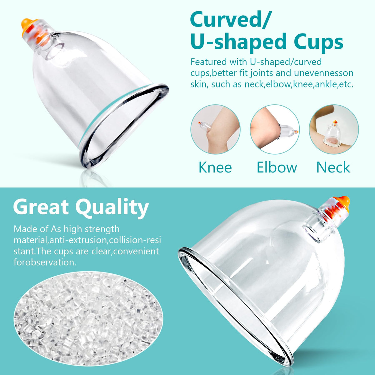 Ditind Cupping Therapy Set - 18 Pcs Vacuum Suction Cups - Acupoint Cellulite Muscle Pain Relief - Portable Case Pump - Damaged Box