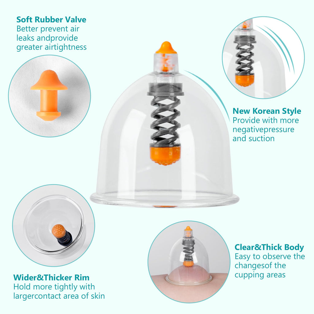 Ditind Cupping Therapy Set - 18 Pcs Vacuum Suction Cups - Acupoint Cellulite Muscle Pain Relief - Portable Case Pump - Damaged Box