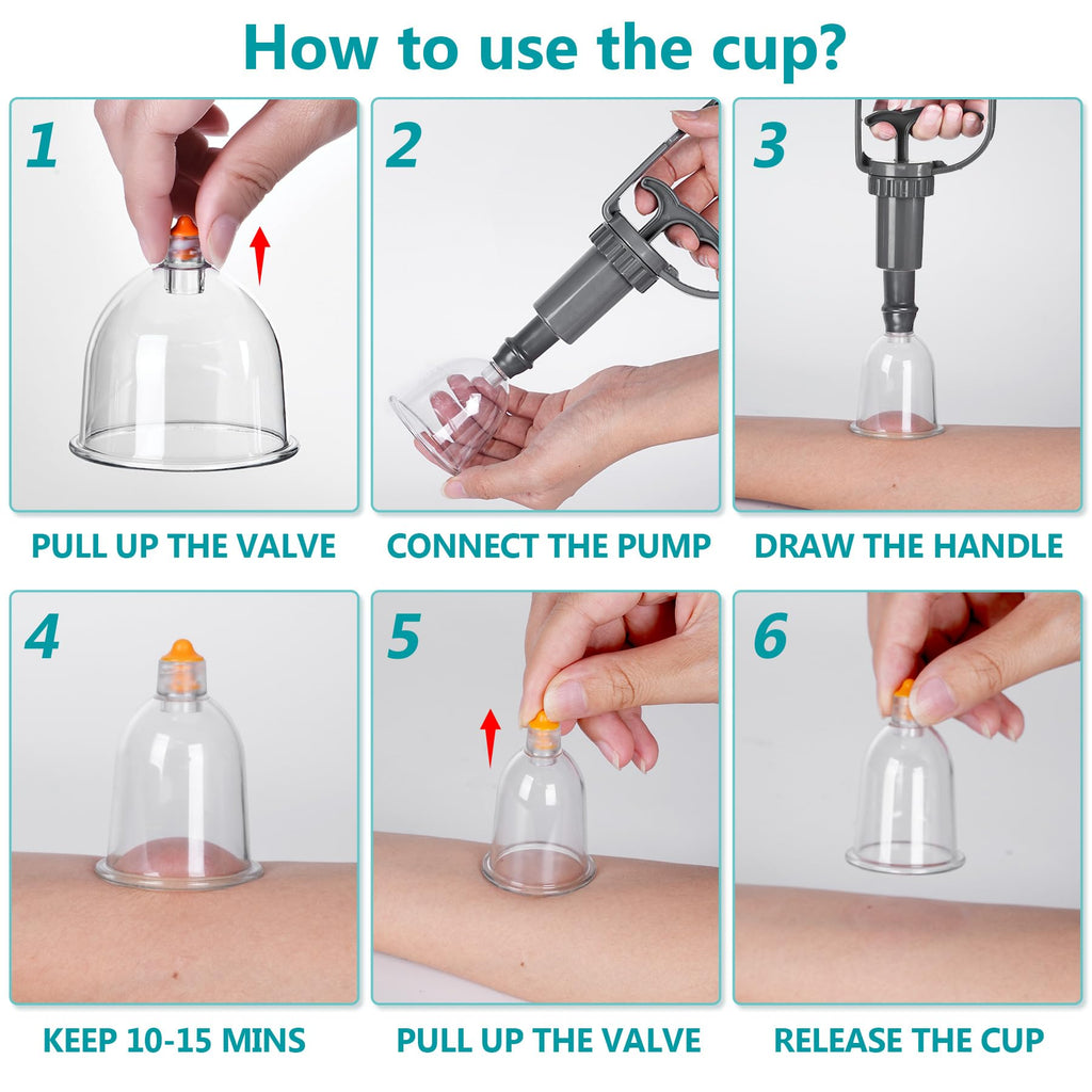 Ditind Cupping Therapy Set - 18 Pcs Vacuum Suction Cups - Acupoint Cellulite Muscle Pain Relief - Portable Case Pump - Damaged Box