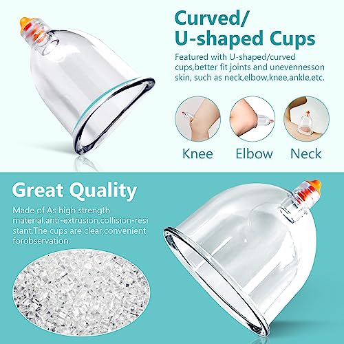 Ditind Cupping Therapy Set - 18 Pcs Vacuum Suction Cups - Acupoint Cellulite Muscle Pain Relief - Portable Case Pump - Damaged Box