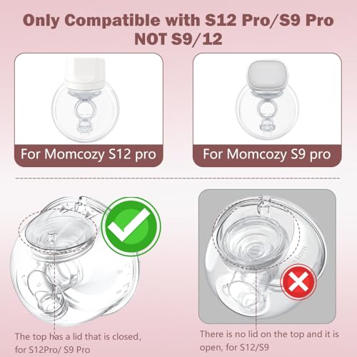 Momcozy Milk Collector Cup Set - 2 Pack - 19mm Flange for S12 Pro S9 Pro Breast Pump - Replacement Parts with Valve Diaphragm Linker - Damaged Box