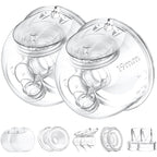 Momcozy Milk Collector Cup Set - 2 Pack - 19mm Flange for S12 Pro S9 Pro Breast Pump - Replacement Parts with Valve Diaphragm Linker - Damaged Box