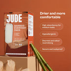Jude Everyday Bamboo Incontinence Pads for Women - Medium Leaks, Ultra Thin, 96 Disposable Biodegradable Pads - New