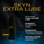 SKYN Extra Lube Condoms - Regular Size - Latex Free - Pack of 10 - Non Latex Condoms for Sensitive Skin - New - BBE 07/2029