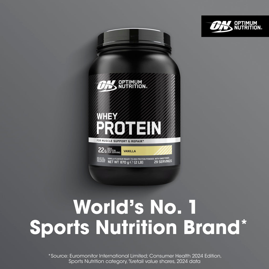 Optimum Nutrition Gold Standard 100% Whey Protein Powder Vanilla 870g - Muscle Growth & Maintenance Concentrate - New - BBE 03/2028