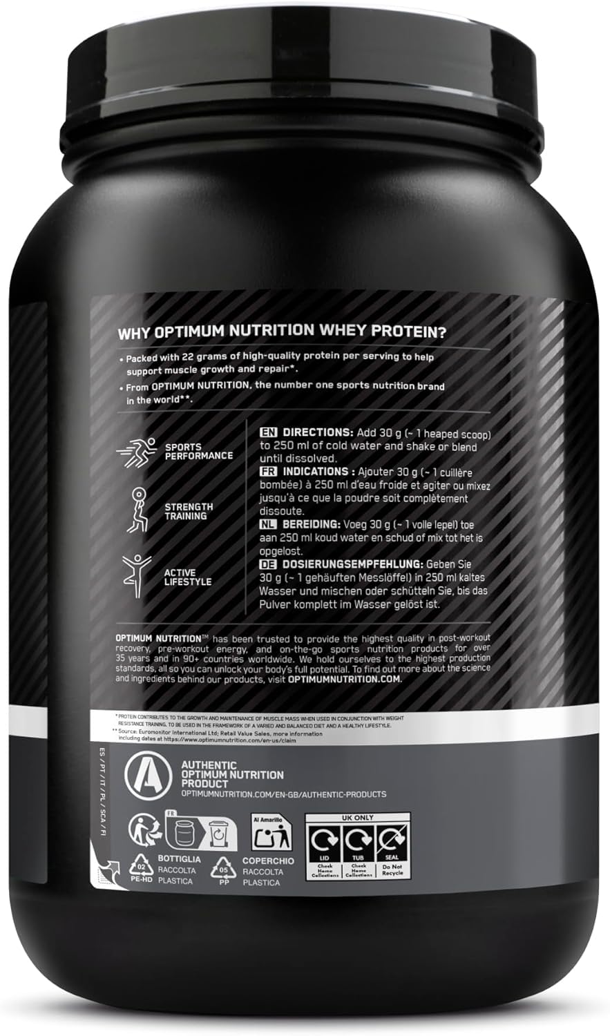Optimum Nutrition Gold Standard 100% Whey Protein Powder Vanilla 870g - Muscle Growth & Maintenance Concentrate - New - BBE 03/2028